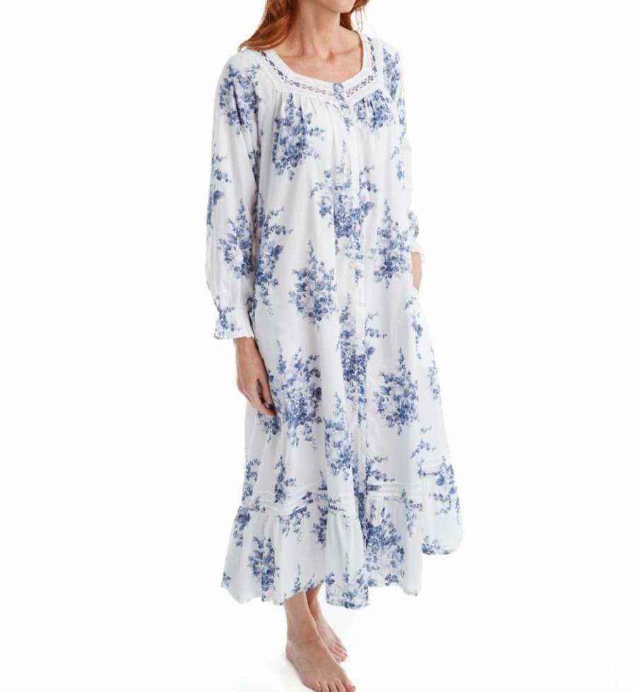 * Special La Cera 100% Cotton Woven Printed Floral Button Front Robe 1211R | Sleepwear