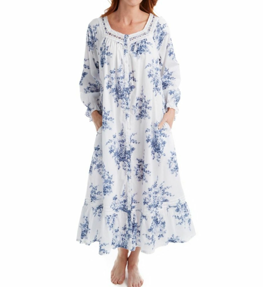 * Special La Cera 100% Cotton Woven Printed Floral Button Front Robe 1211R | Sleepwear