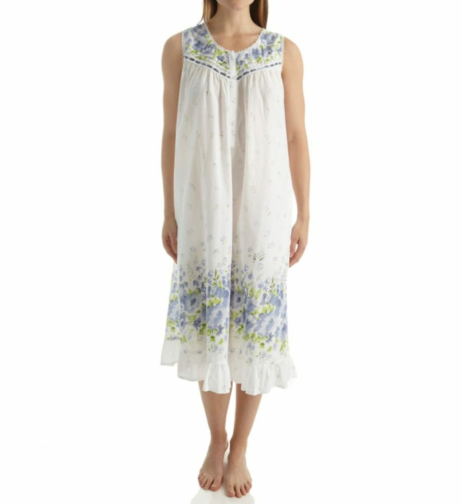 * Sales La Cera 100% Cotton Woven Sleeveless Border Print Gown 1209G | Sleepwear