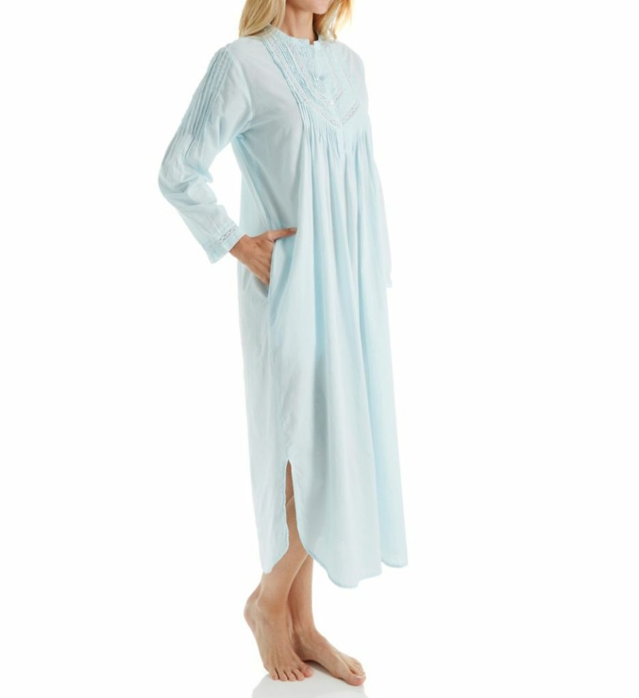 * Excellent La Cera 100% Cotton Woven Long Sleeve Nightgown 1060G | Sleepwear