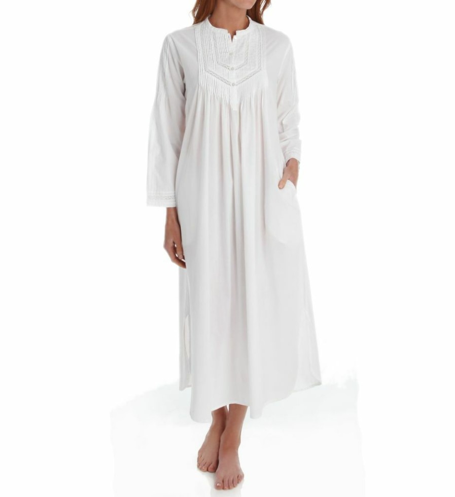 * Excellent La Cera 100% Cotton Woven Long Sleeve Nightgown 1060G | Sleepwear