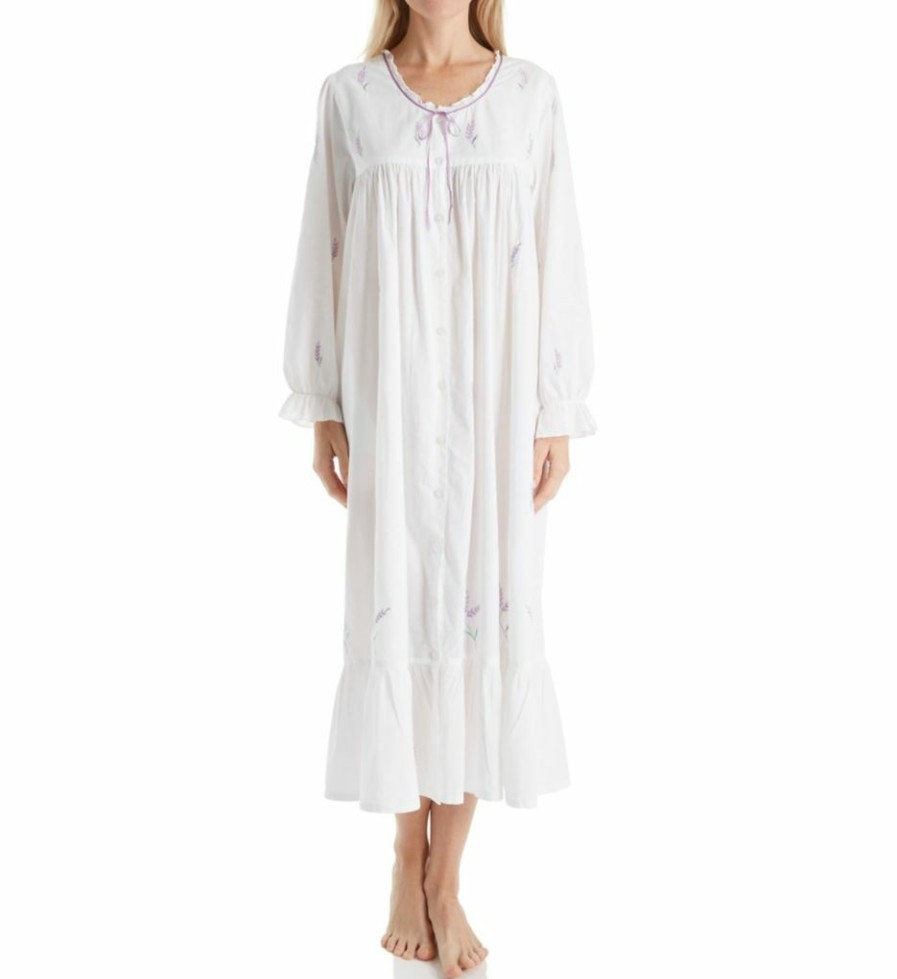 * Exclusive La Cera 100% Cotton Woven Embroidery Long Sleeve Gown 1283R | Sleepwear