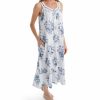 * Exclusive Design La Cera 100% Cotton Woven Sleeveless Floral Lace Yoke Gown 1211G | Sleepwear