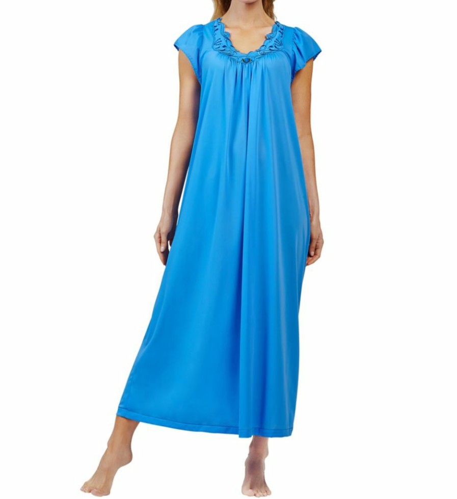 * Flash Sale Shadowline Rosebud Nylon Tricot Short Sleeve 53 Inch Gown 32222 | Sleepwear