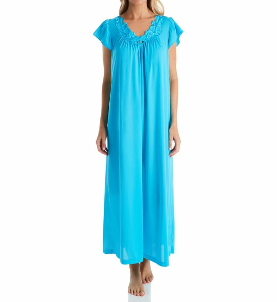 * Flash Sale Shadowline Rosebud Nylon Tricot Short Sleeve 53 Inch Gown 32222 | Sleepwear