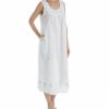 * Excellent La Cera 100% Cotton Woven Sleeveless Long Nightgown 1286G | Sleepwear