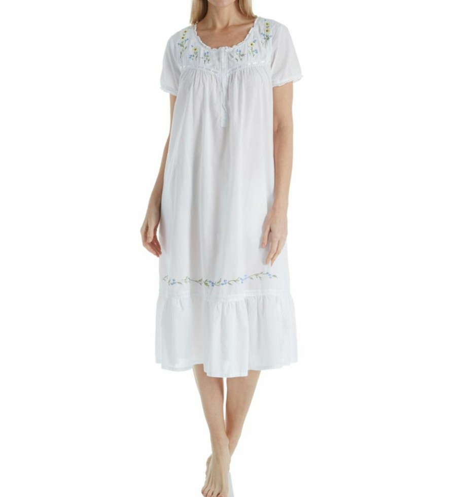 * Online Discount La Cera 100% Cotton Woven Short Sleeve Gown With Pockets 1282G | Sleepwear