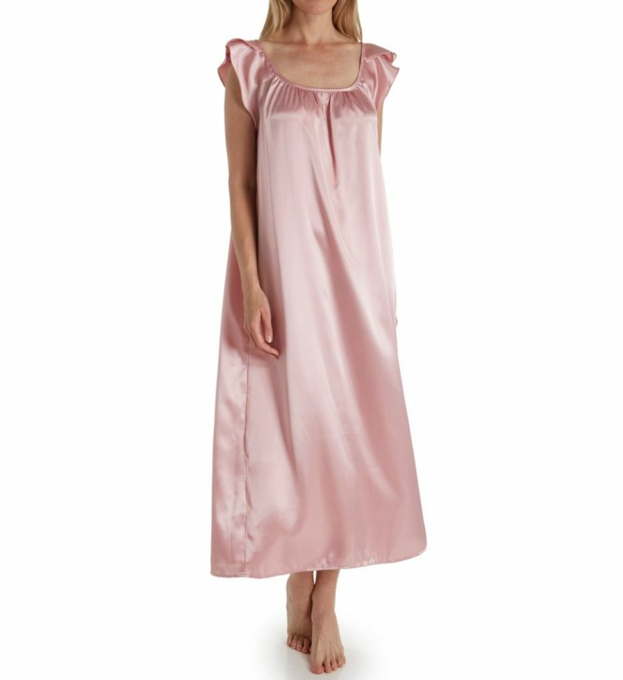 * Wholesale Amanda Rich Satin Long Gown With Flutter Sleeve 209-40 | Sleepwear