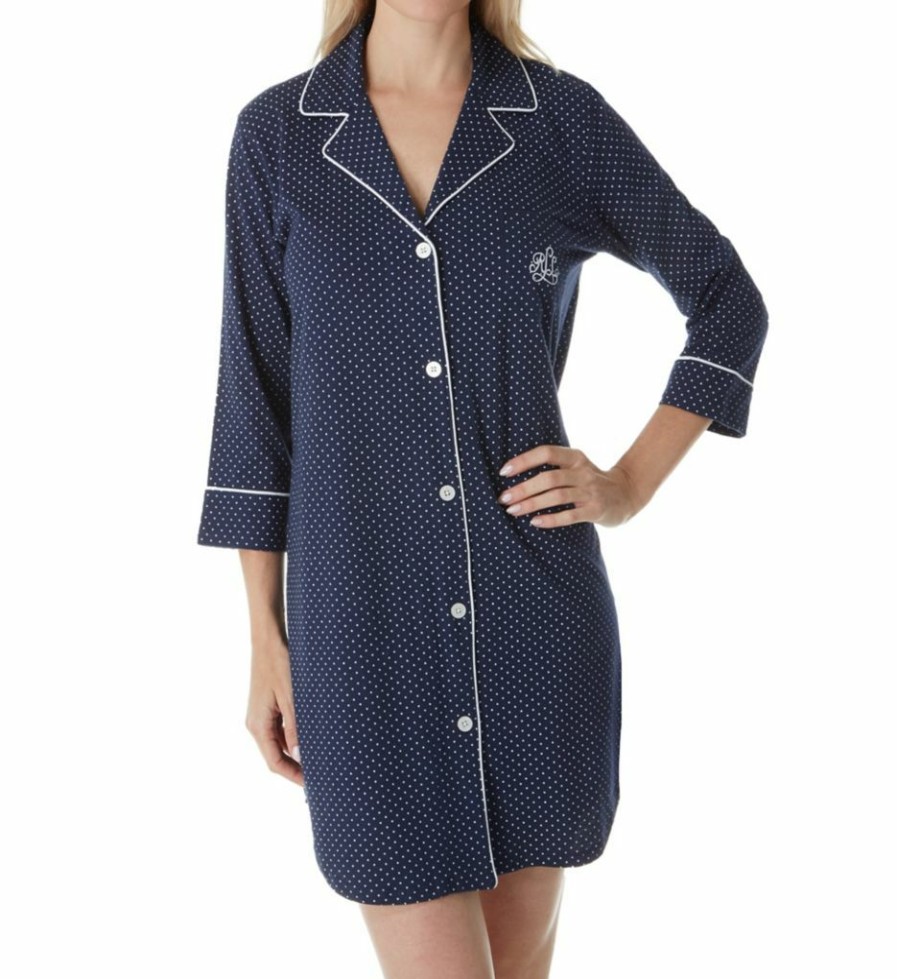 * Wholesale Lauren Ralph Lauren Sleepwear Heritage Knits 3/4 Sleeve Classic Sleepshirt 813702 | Sleepwear